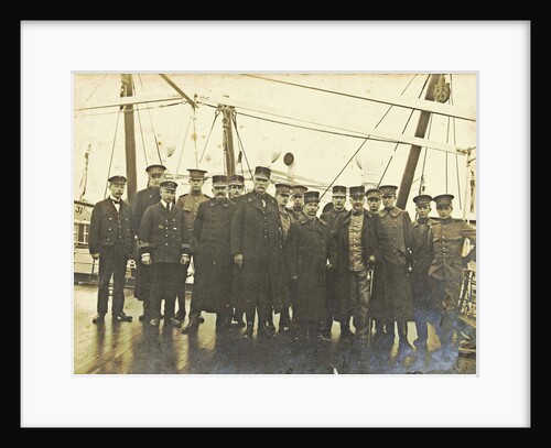 Group portrait of crew on deck of a ship by Anonymous