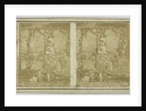 Young woman with flowers in basket arbor by Pierre Ambroise Richebourg