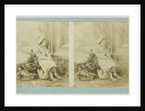 Scene for home: young woman with clogs and flower basket by Anonymous