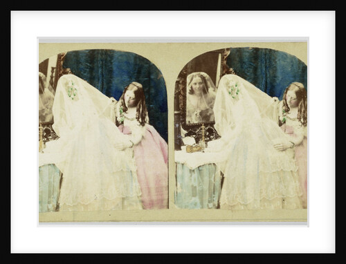 Scene in boudoir: bride and bridesmaid make toilet by Anonymous