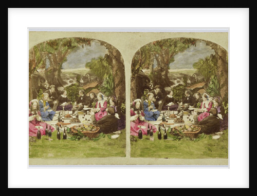 Scene in garden: company during picnic by Anonymous