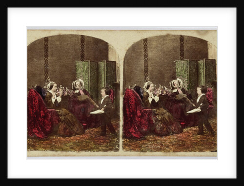 Scene in living room: grandmother, mother and boy by Anonymous