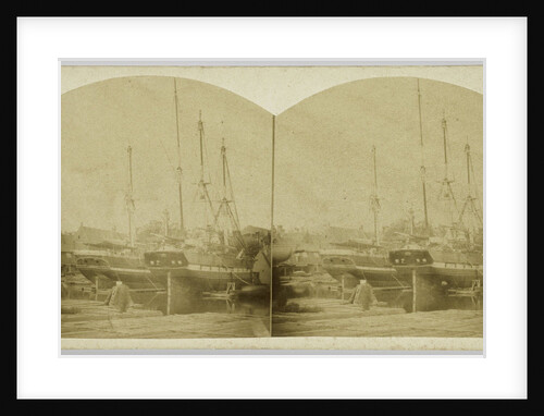 Wharf with ships in Amsterdam by Andries Jager