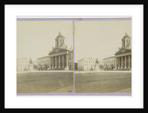 Brussels, Place Royale: Statue of Godfrey of Bouillon, Church of Saint-Jean-sur-Caudemberg and Hotel Bellevue by Jules Queval
