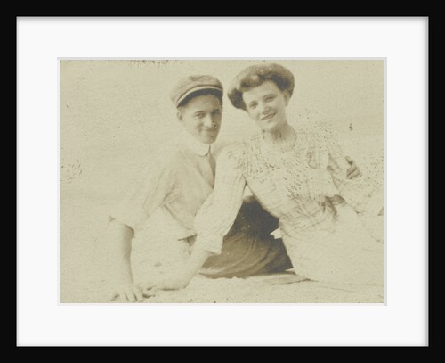 Portrait of a young couple in the outdoors; encased in matted cardboard by Anonymous