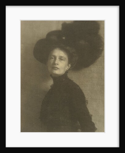 Portrait of a woman with feather hat by Heinrich Kühn