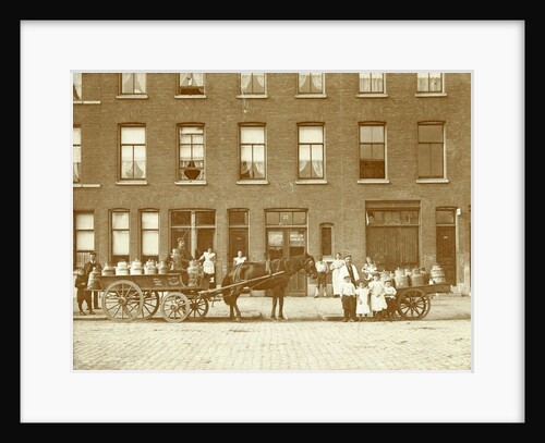 Melkhandel Spaan, with two horse and carts, Barendrecht by J.W. Pronk