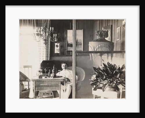 Portrait of a man in white uniform in a living room by Anonymous