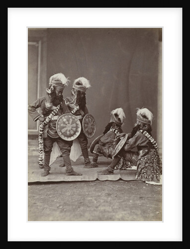 Studio Portrait of Java, Indonesianese boys dressed as warriors, Indonesia by Anonymous