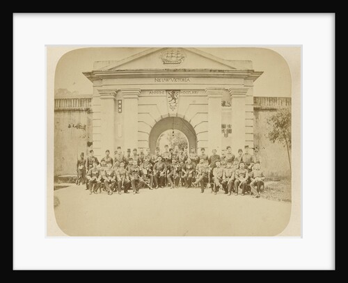Group portrait of officers of the KNIL for the port of fort Nieuw Victoria in Ambon Indonesia by Anonymous