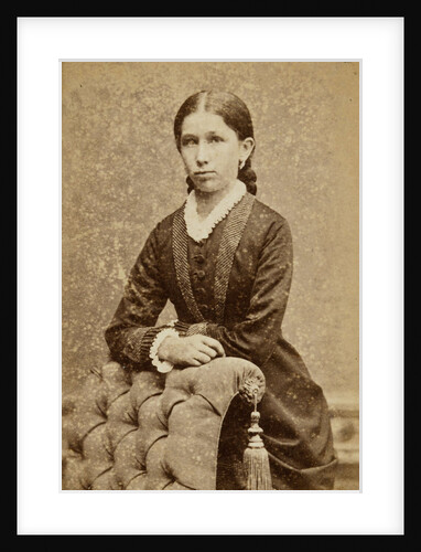 Portrait young woman in armchair by Friedrich Julius von Kolkow