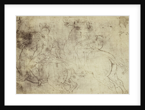 Drawing Raphael from Windsor Castle, study of two riders on horseback by Charles Thurston Thompson