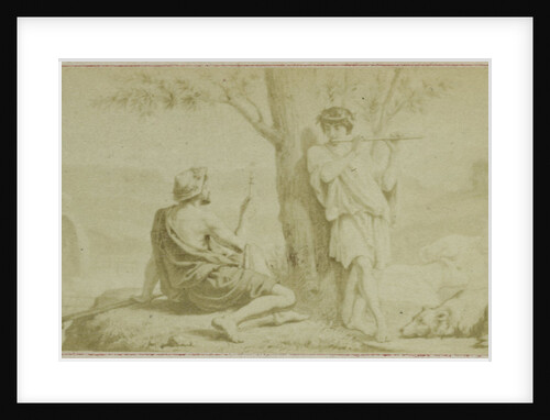 Virgil scene from the Bucolica, man and flute player by F. Barrias