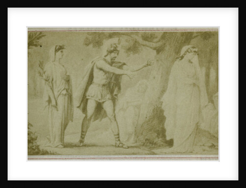 Virgil scene from the Aeneidos man with two women in forest by F. Barrias