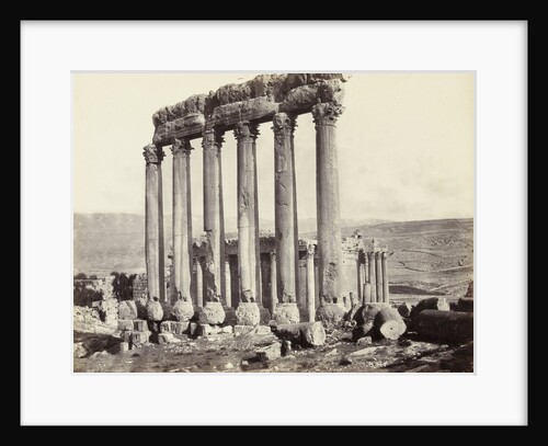 Pillars of the Temple of Jupiter and Bacchus temple in the background to Baalbek by Francis Bedford