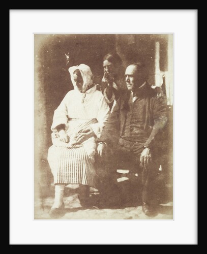 Two unidentified fisherman women and a man named Laidlaw in Newhaven, Scotland by Hill & Adamson