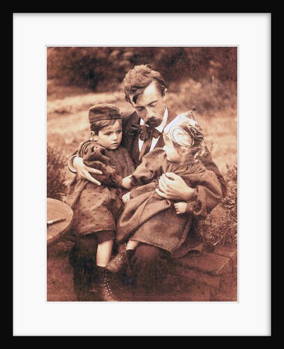 The painter Eduard Karsen with Eric and Pam, photographer's children by Willem Witsen