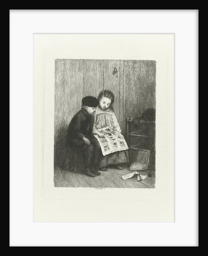 Two children with a child's picture by Jacob Taanman