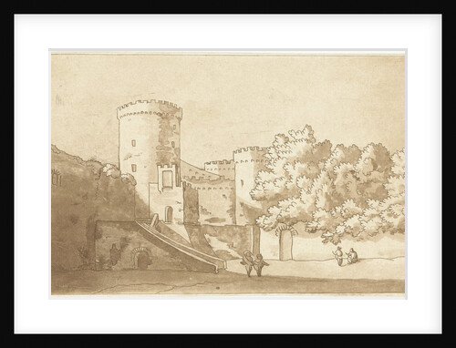 Wall of a castle with towers by Jacob van der Ulft