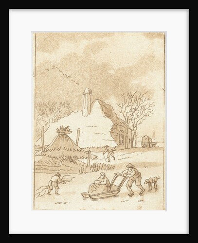 Winter landscape with skaters by Anthonie van den Bos