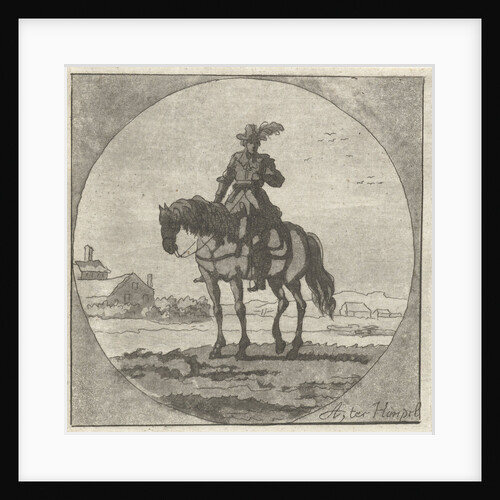 Horseman on horseback standing in medallion by Anthonie van den Bos