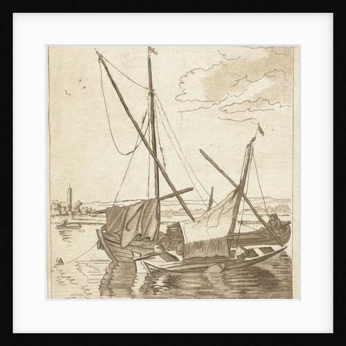 Two sailboats in a river, Anthonie van den Bos by Herman Saftleven
