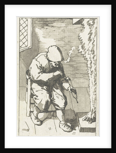 Man holds his pipe, Anthonie van den Bos by Adriaen van Ostade