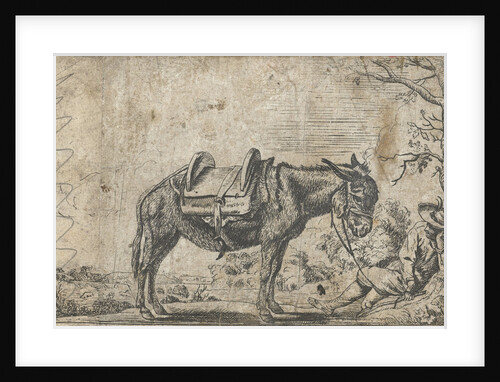 Man with donkey by Anonymous