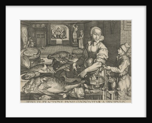 Kitchen Piece of woman cleaning fish by Abraham van Lier