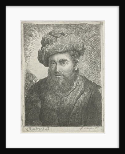 Portrait of an unknown bearded man with hat on his head by Pieter Louw