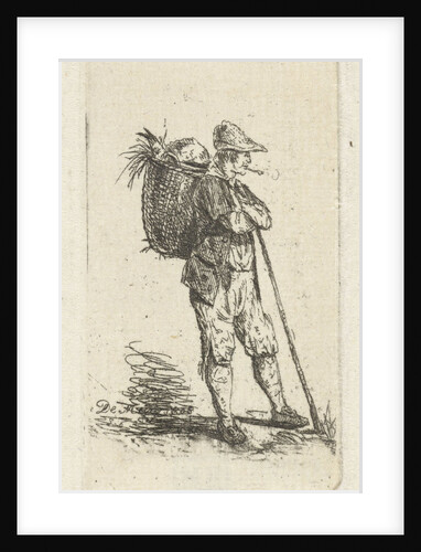 Smoking man with basket and stick by Anthonie Willem Hendrik Nolthenius de Man