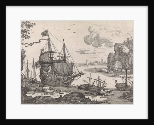 Ships in a harbor by Antoine Bonenfant