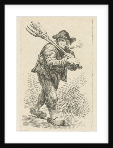 Smoking farmer with spade and pitchfork by François Joseph Pfeiffer II