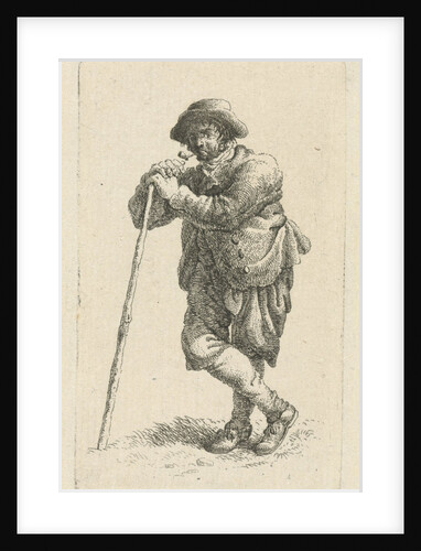Smoking man leaning on a walking stick by François Joseph Pfeiffer II