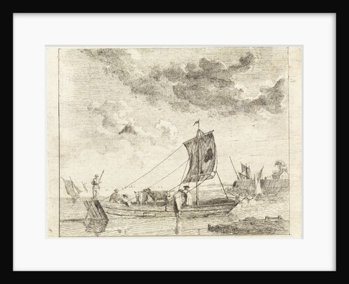 Flat barge with cattle by John Hubert Prince