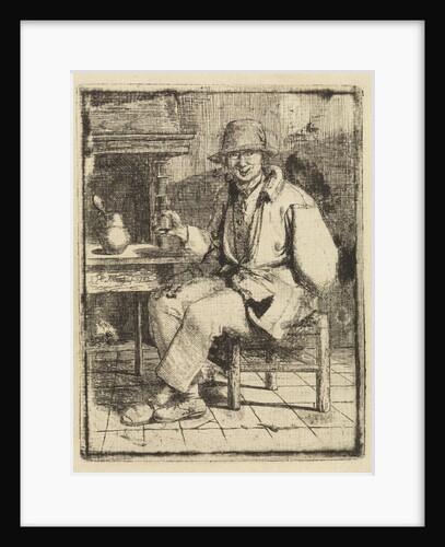 Smiling man with glass in hand by Johannes Huibert Prins