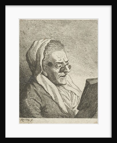Reading old woman with eyeglasses by Theodorus de Roode