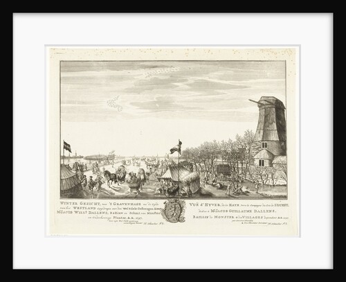 Winter landscape with skating at mill direction Westland near to The Hague by Iven Besoet