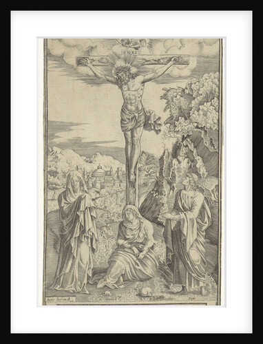 Christ on the cross flanked by Mary and John by Philippe de Soye