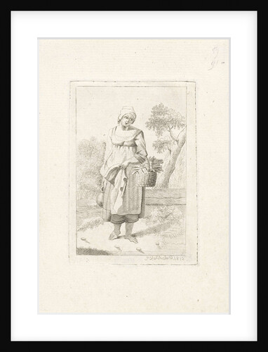 Standing woman with a basket on the arm by J. van Strieland