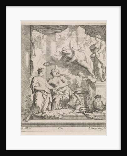 Man and Woman for an altar crowned by love, Augustinus Terwesten (I) by Gerard Valck