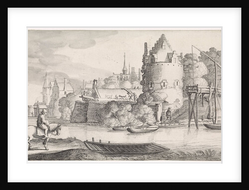 Town on a river by Jan van de Velde II