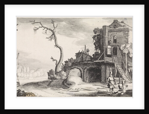Two falconers used in a tower inn by Jan van de Velde II