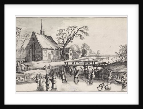 Winter Landscape with Skaters near a village by Jan van de Velde II