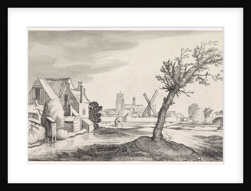 Family at a house with a city in the background by Jan van de Velde II