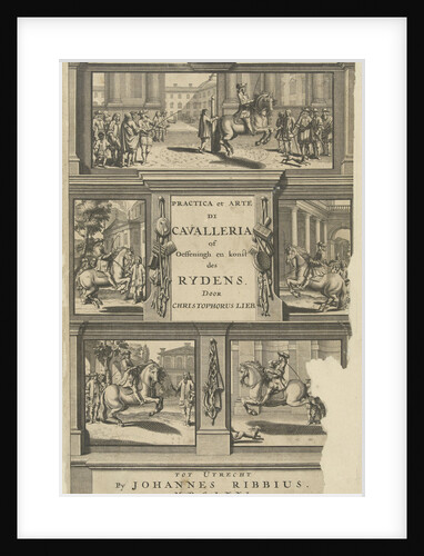 Engraving for practicals et arte di cavalleria or oeffeningh and constable of rydens, 1671 by Johannes Ribbius
