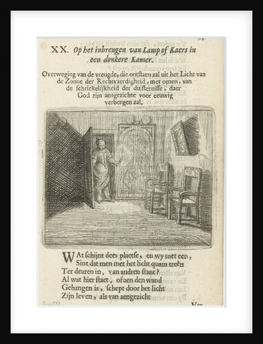 Woman with candle in a dark room by Arnold Houbraken