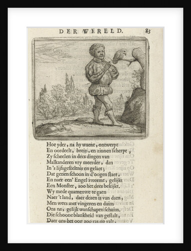 Black man with a bird on a branch by Arnold Houbraken