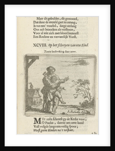 Woman with crying child by Arnold Houbraken