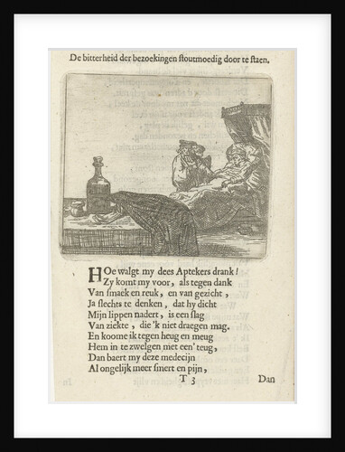 Figure on bedside table and with medicine bottle by Arnold Houbraken